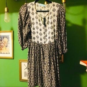 Brown and cream boho dress